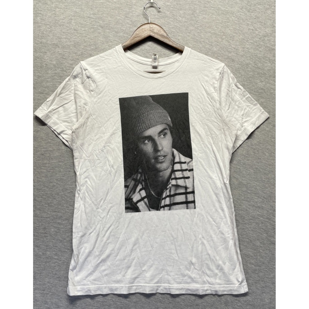 Bella + Canvas T Shirt Unisex Medium White Graphic Print Justin Bieber Cotton